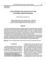 A Solar Cell Based Coarse Sun Sensor for a Small LEO Satellite Attitude Determination