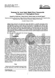 Tenoscopy for Acute Septic Digital Flexor Tenosynovitis Treatment in 13 Thoroughbred Horses