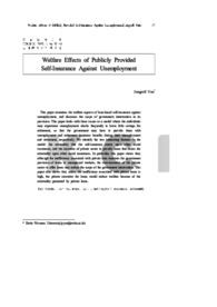 Welfare Effects of Publicly Provided Self-Insurance Against Unemployment