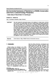 Environmental Awareness of Residents in a Wildlife Conservation Zone from a Cultural Ecology Perspective - Case study of Geummae-ri in Gunwi-gun -