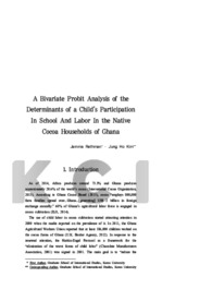 Child’s Participation In School And Labor In the Native Cocoa Households of Ghana