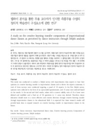 델파이 분석을 통한 무용 교수자가 인식한 즉흥무용 수업의 창의적 학습전이 구성요소에 관한 연구