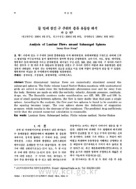 물 밑에 잠긴 구 주위의 층류 유동장 해석