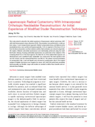 Laparoscopic Radical Cystectomy With Intracorporeal Orthotopic Neobladder Reconstruction: An Initial Experience of Modified Studer Reconstruction Techniques