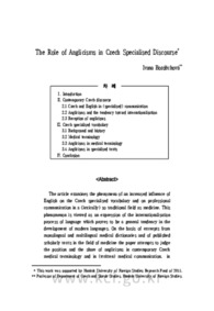 The role of anglicisms in Czech specialised discourse
