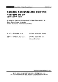 건축의 표면의 특성이 날카로운 조형의 위협성 인지에 미치는 영향에 관한 연구 (A Study on Effects of Architectural Surface Characteristics on Sharp Shape T..