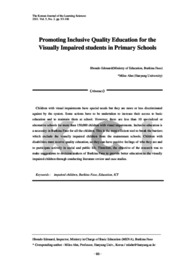 Promoting Inclusive Quality Education for the Visually Impaired students in Primary Schools