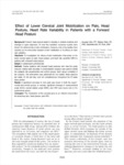 Effect of Lower Cervical Joint Mobilization on Pain, Head Posture, Heart Rate Variability in Patients with a Forward Hea..