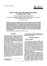 Effects of Open versus Laparoscopic Cholecystectomy on Oxidative Stress in Dogs