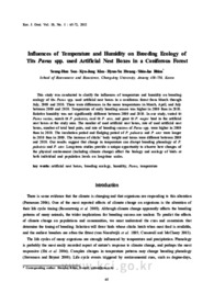 Influences of Temperature and Humidity on Breeding Ecology of Tits Parus spp. used Artificial Nest Boxes in a Coniferous Forest