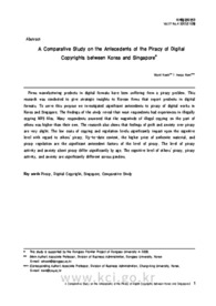 A Comparative Study on the Antecedents of the Piracy of Digital Copyrights between Korea and Singapore*