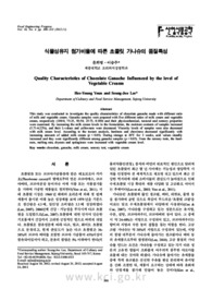 식물성유지 첨가비율에 따른 초콜릿 가나슈의 품질특성