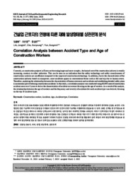 건설업 근로자의 연령에 따른 재해 발생형태별 상관관계 분석