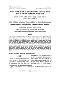 사료내 다양한 첨가제가 넙치 (Paralichthys olivaceus) 치어의성장 및 비특이적 면역반응에 미치는 영향