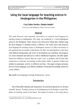 Using the local language for teaching science in kindergarten in the Philippines