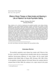 Effects of Music Therapy on State Anxiety and Meaning in Life on Patients in an Acute Psychiatric Setting