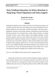 Early Childhood Education for Ethnic Minorities in Hong Kong: Parent Experience and Policy Support
