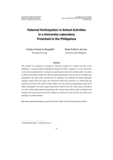 Paternal Participation in School Activities in a University Laboratory Preschool in the Philippines