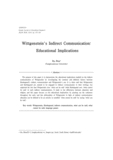 Wittgenstein's Indirect Communication: Educational Implications